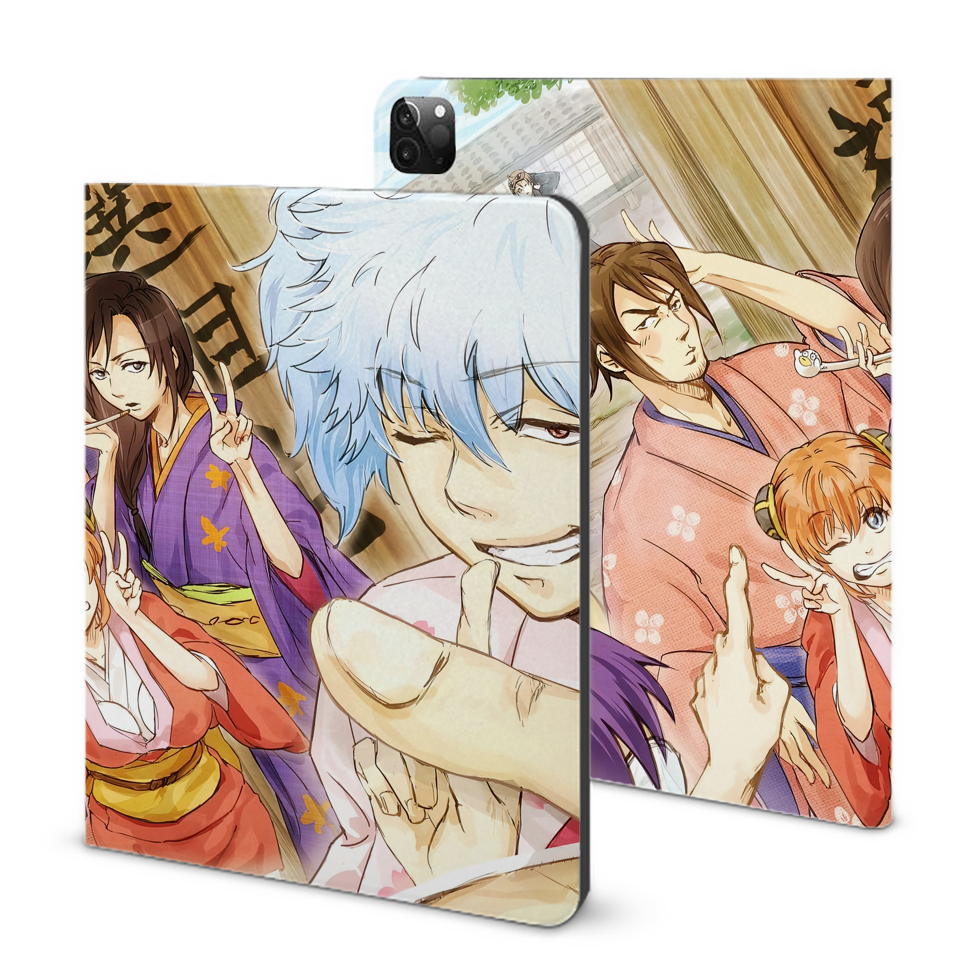 （画像用） ぎんたま 坂田銀時（さかたぎんとき） 神楽 志村新八（しむら しんぱち） GINTAMA Sakata Gintoki Kagura Shimura Shinpachi IPadケース ペンホルダー付き ブックスタイルデザイン